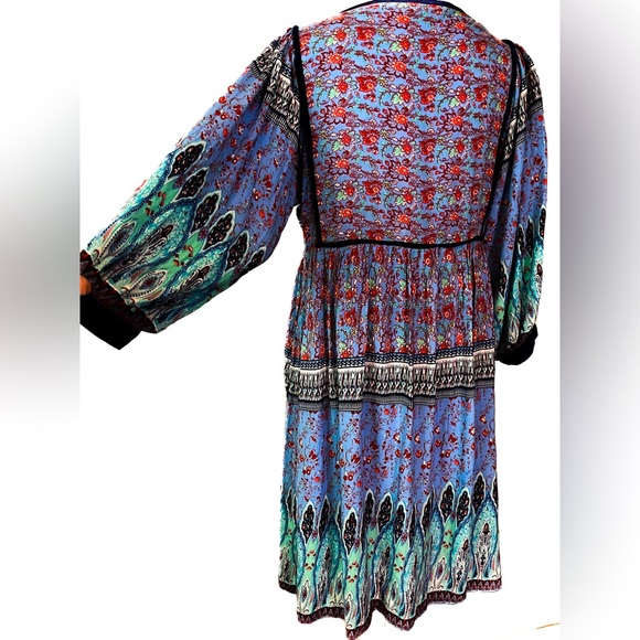 Entro Boho Peasant Style Floral Mini Dress - Picture 5 of 6